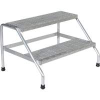 Aluminum Step Stand, 2 Step(s), 32-13/16" W x 24-9/16" L x 20" H, 500 lbs. Capacity VD458 | NTL Industrial