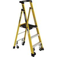 Heavy-Duty Rolling Podium Ladder, 3 Steps, 26-2/5" Step Width, 36" Platform Height, Fibreglass VD475 | NTL Industrial