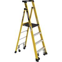 Heavy-Duty Rolling Podium Ladder, 3 Steps, 27-3/5" Step Width, 48" Platform Height, Fibreglass VD476 | NTL Industrial