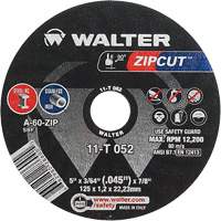 Zipcut Cut-Off Wheel, 5" x 3/64", 7/8" Arbor, Type 1, Aluminum Oxide, 12200 RPM NTL Industrial