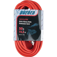 Vinyl Extension Cord, Outdoor, SJTW, 12/3 AWG, 15 A, 3 Outlet(s), 50' NTL Industrial