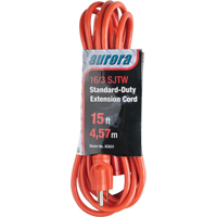 Extension Cord, Indoor/Outdoor, SJTW, 16/3 AWG, 13 A, 15' NTL Industrial