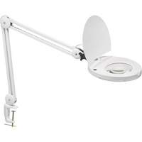 Adjustable Magnifier Lamp, 5 Diopter, LED Light, 47" Arm, C-Clamp, White XI489 | NTL Industrial