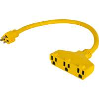 Extension Power Adapter, Outdoor, STOW, 12/3 AWG, 15 A, 3 Outlet(s), 2' NTL Industrial