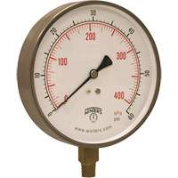 Contractor Pressure Gauge, 4-1/2" , 0 - 60 psi, Bottom Mount, Analogue YB899 | NTL Industrial